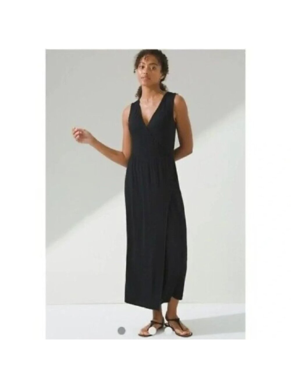 NWT Soma WKND XL Black Faux Wrap Midi Softlite Dress with Pockets